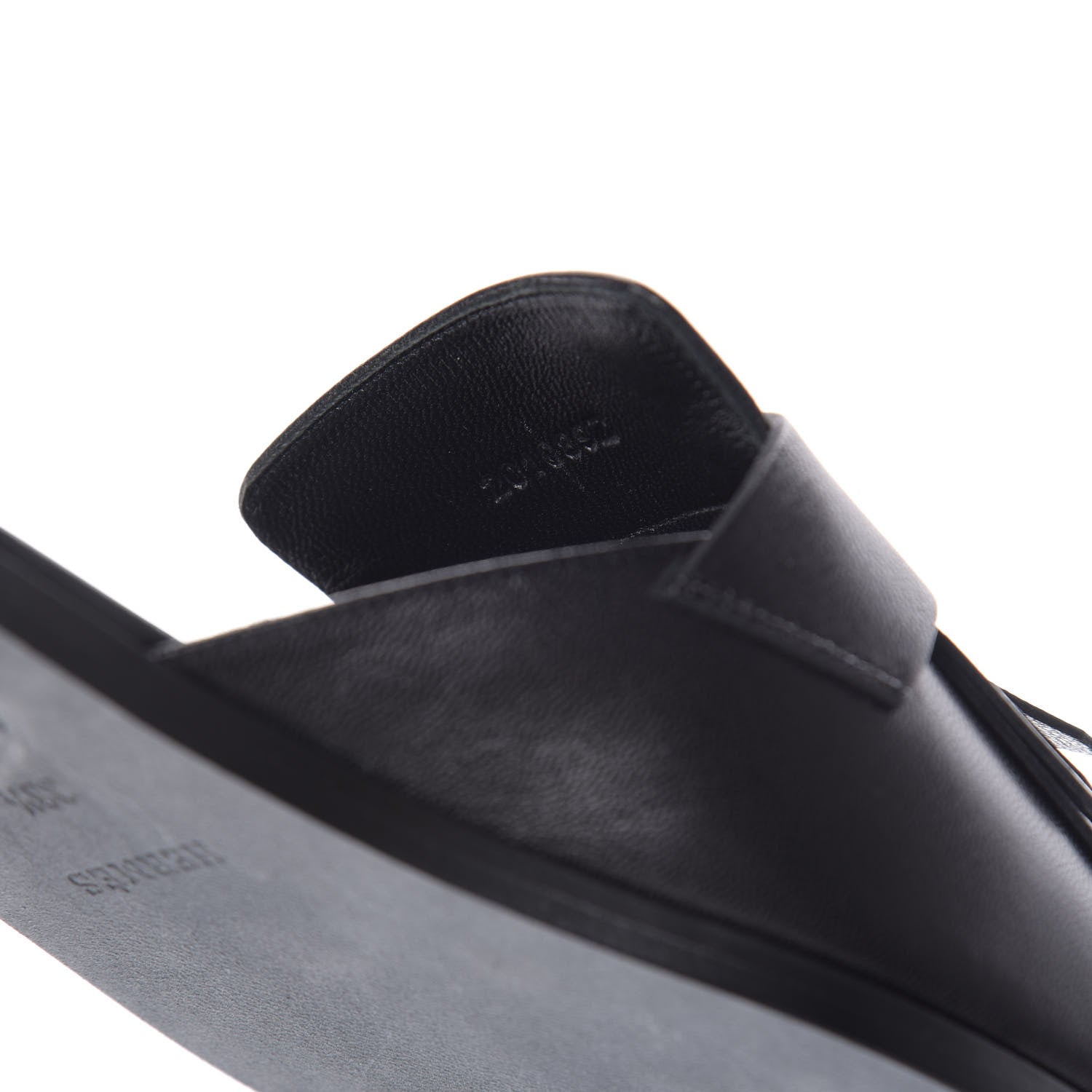 Hermes Goatskin Auteuil Sandals 38.5 Black 9 of 10