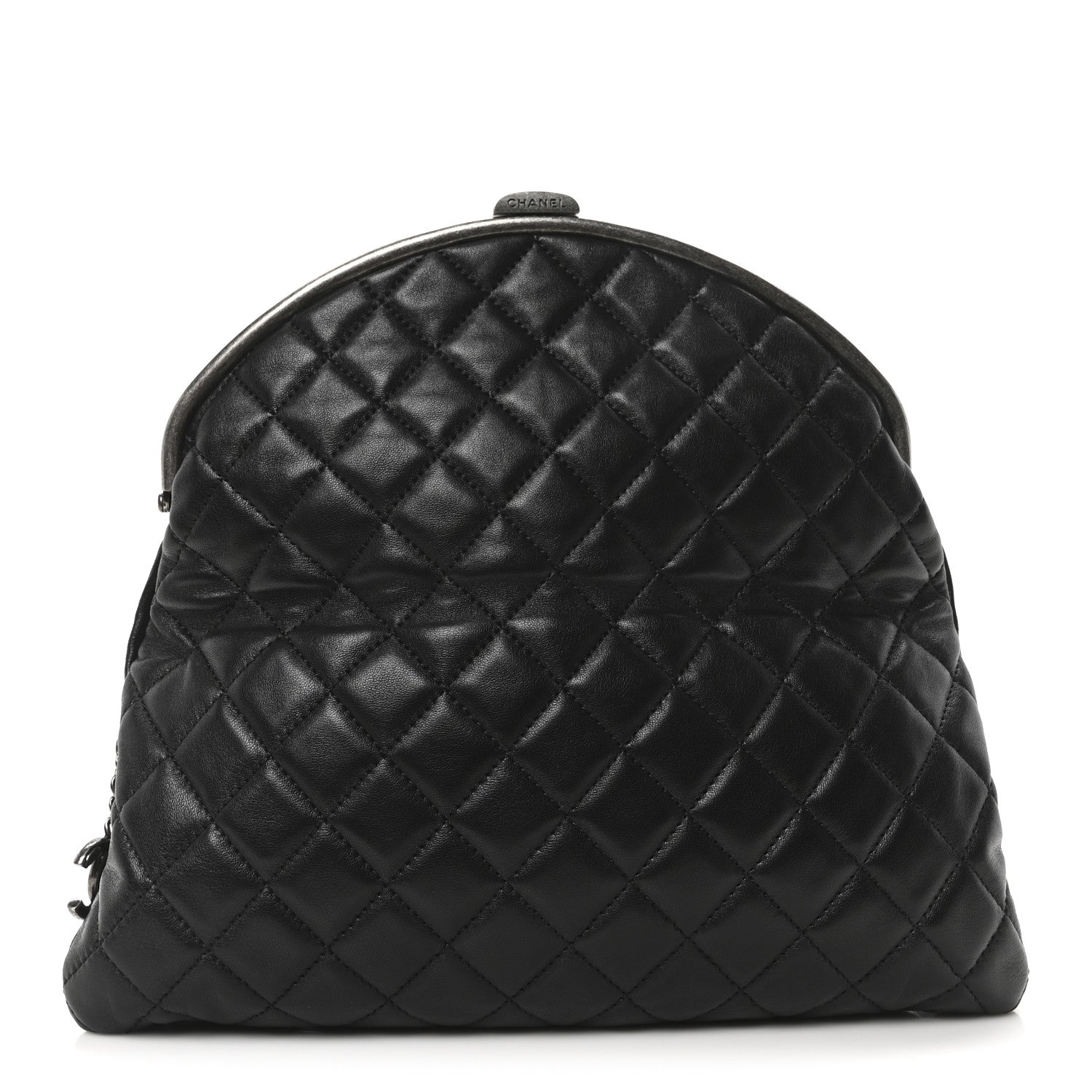 Chanel Lambskin Quilted Frame Clasp Flap Clutch Black 1 of 10