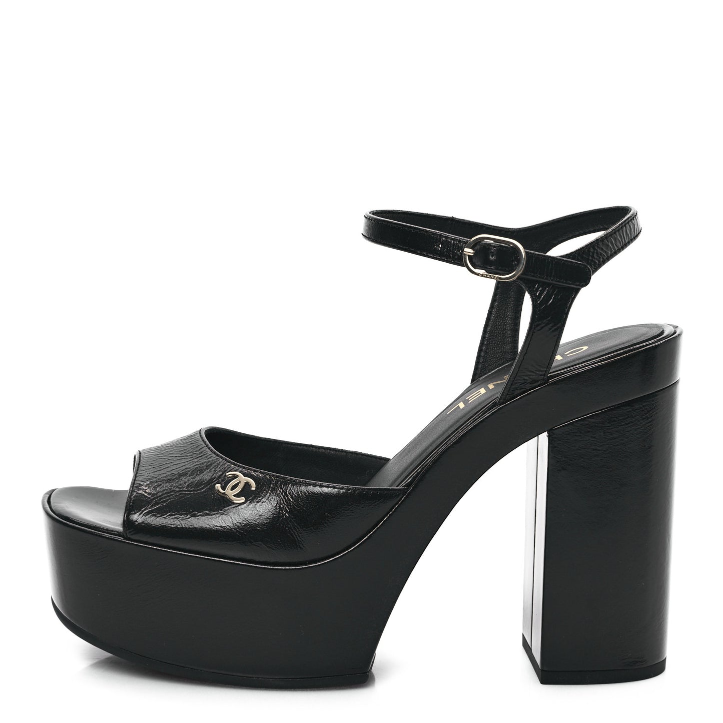 Calfskin CC Platform Sandals 38.5 Black