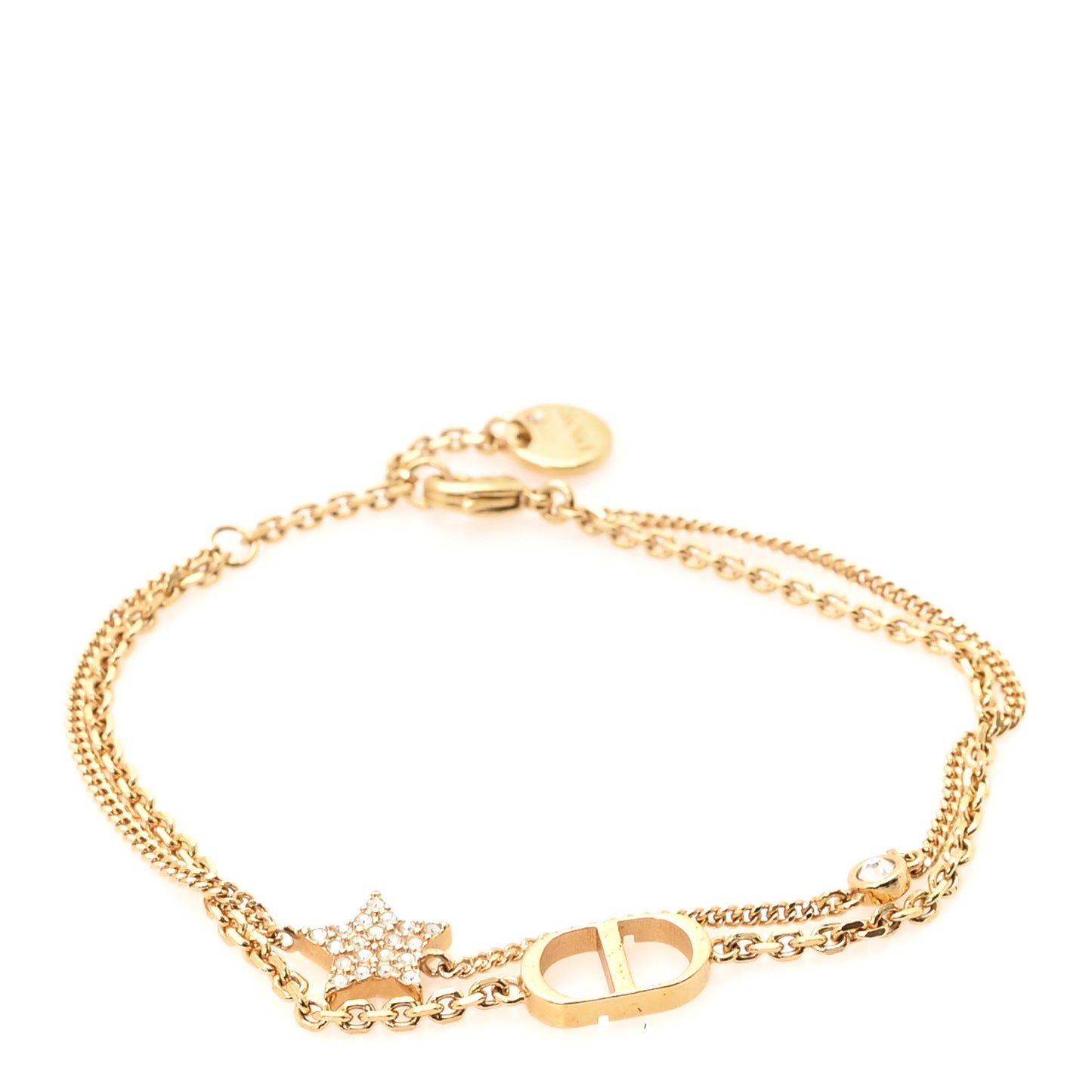 Metal Crystal Petit CD Double Bracelet Gold Gold