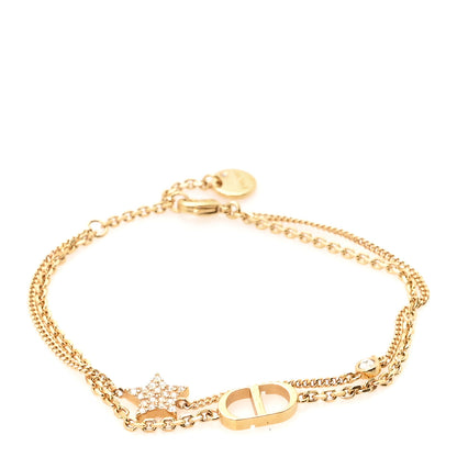 Christian Dior Metal Crystal Petit CD Double Bracelet Gold Gold 1 of 5