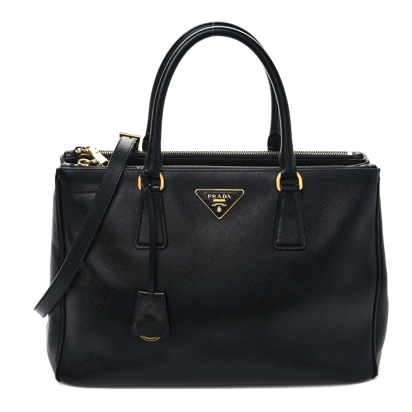 Saffiano Medium Galleria Double Zip Tote Black