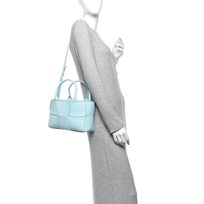 Bottega Veneta Grained Calfskin Maxi Intrecciato Mini Arco Tote Pale Blue 2 of 10