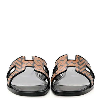 Hermes Calfskin Oran Sandals 36 Black Gold 2 of 10