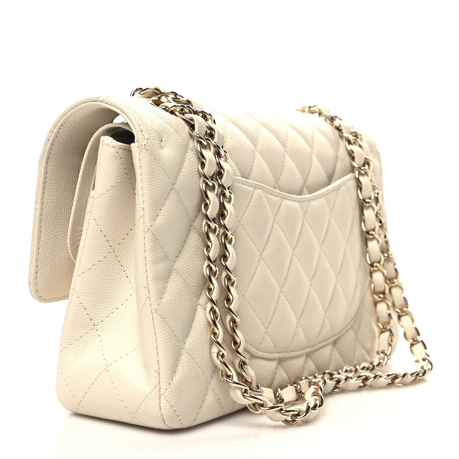 Chanel Caviar Quilted Medium Double Flap White 3 of 12