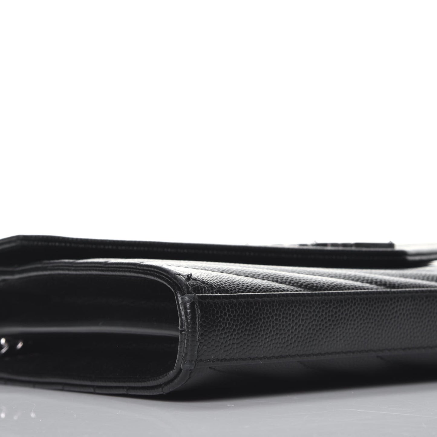 Grain De Poudre Matelasse Chevron Monogram Chain Wallet Black