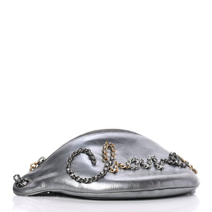 Chanel Metallic Crumpled Calfskin Chain 20s Signe Waist Bag Silver 3 of 4