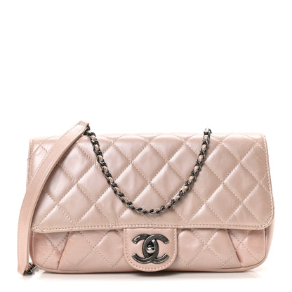 Chanel Glazed Calfskin Quilted Coco Pleats Flap Pink 1 of 10