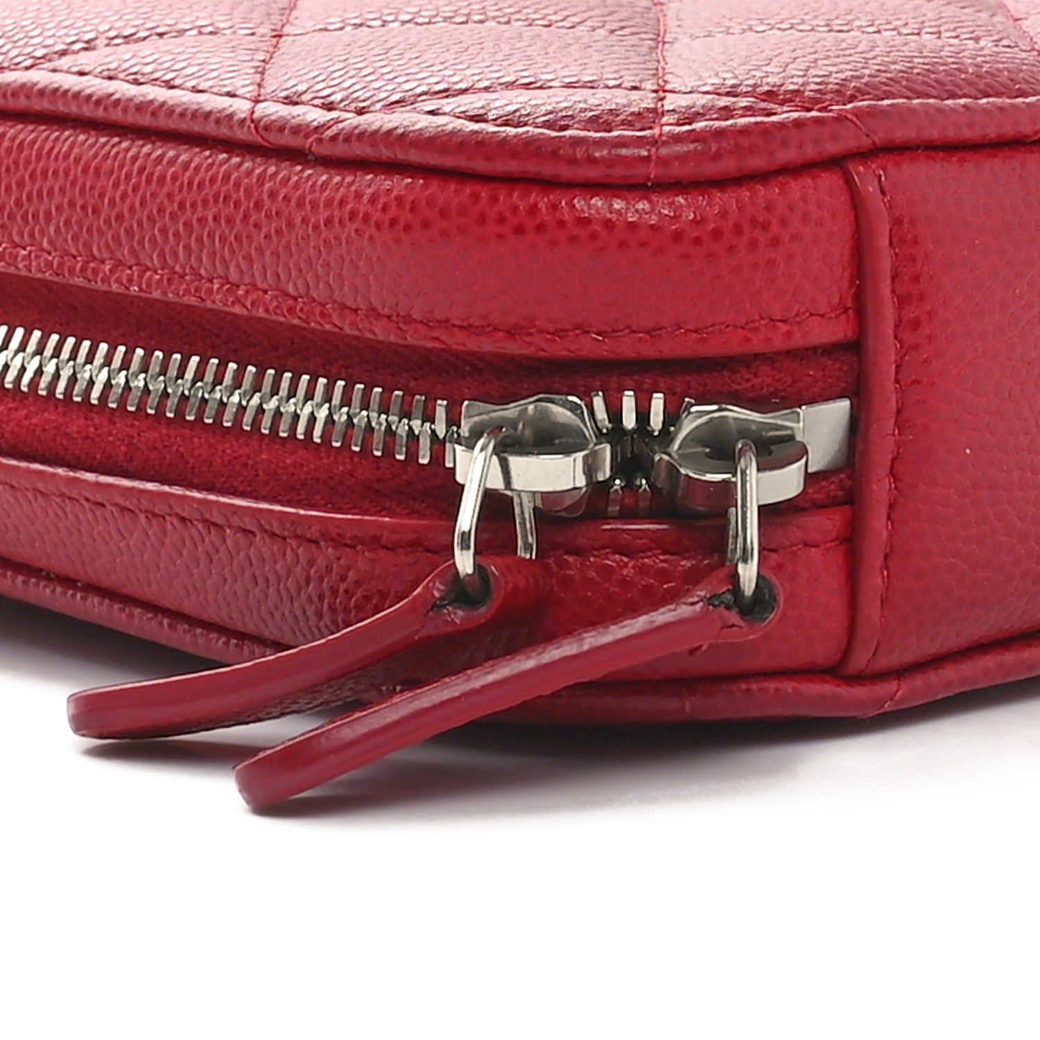 Chanel Caviar Quilted Phone Holder Wallet On Chain WOC Red 9 of 10