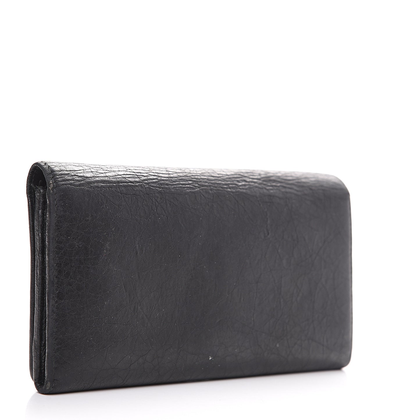Agneau Classic Silver Hardware Money Wallet Black