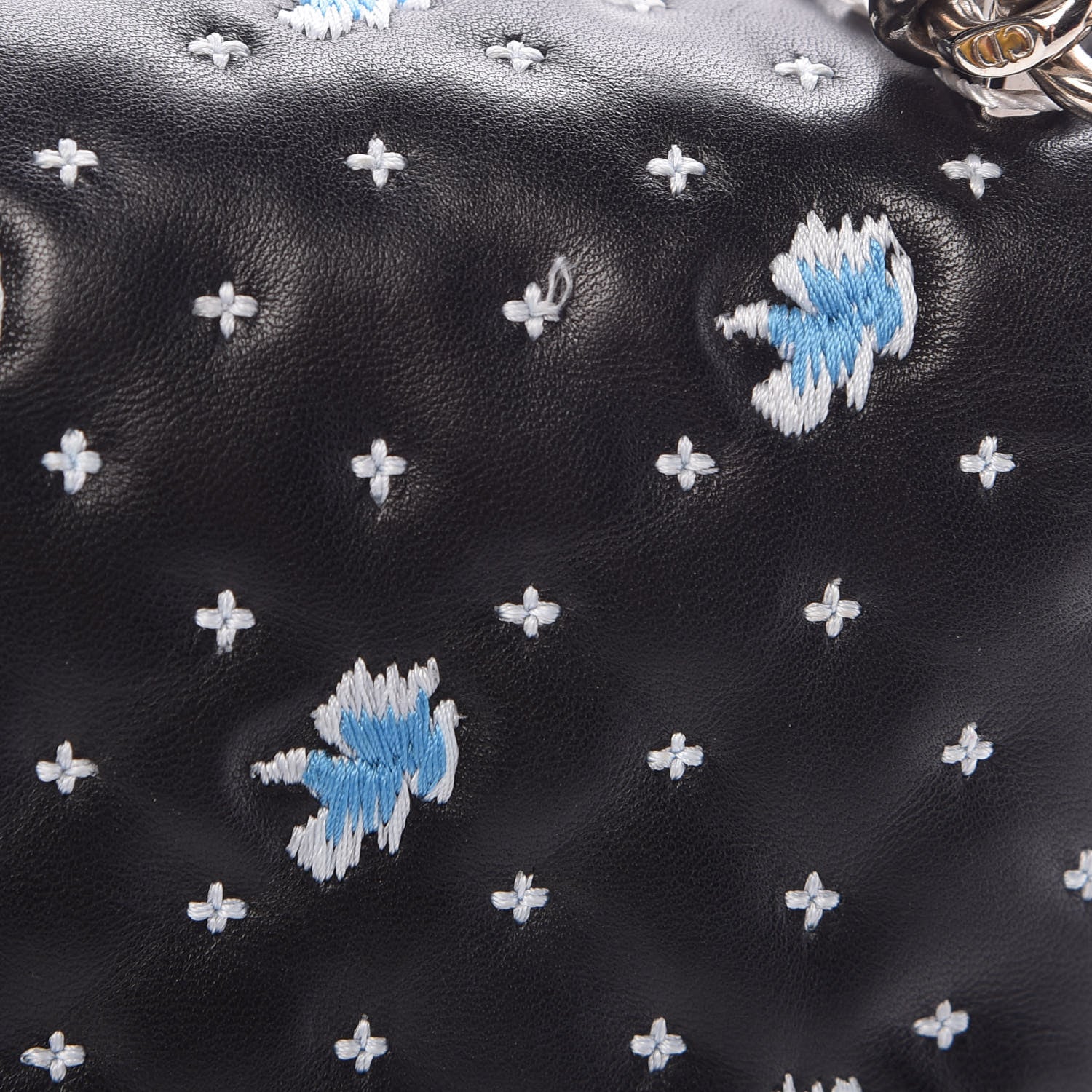Christian Dior Lambskin Embroidered Medium Diorama Flap Bag Black 12 of 14