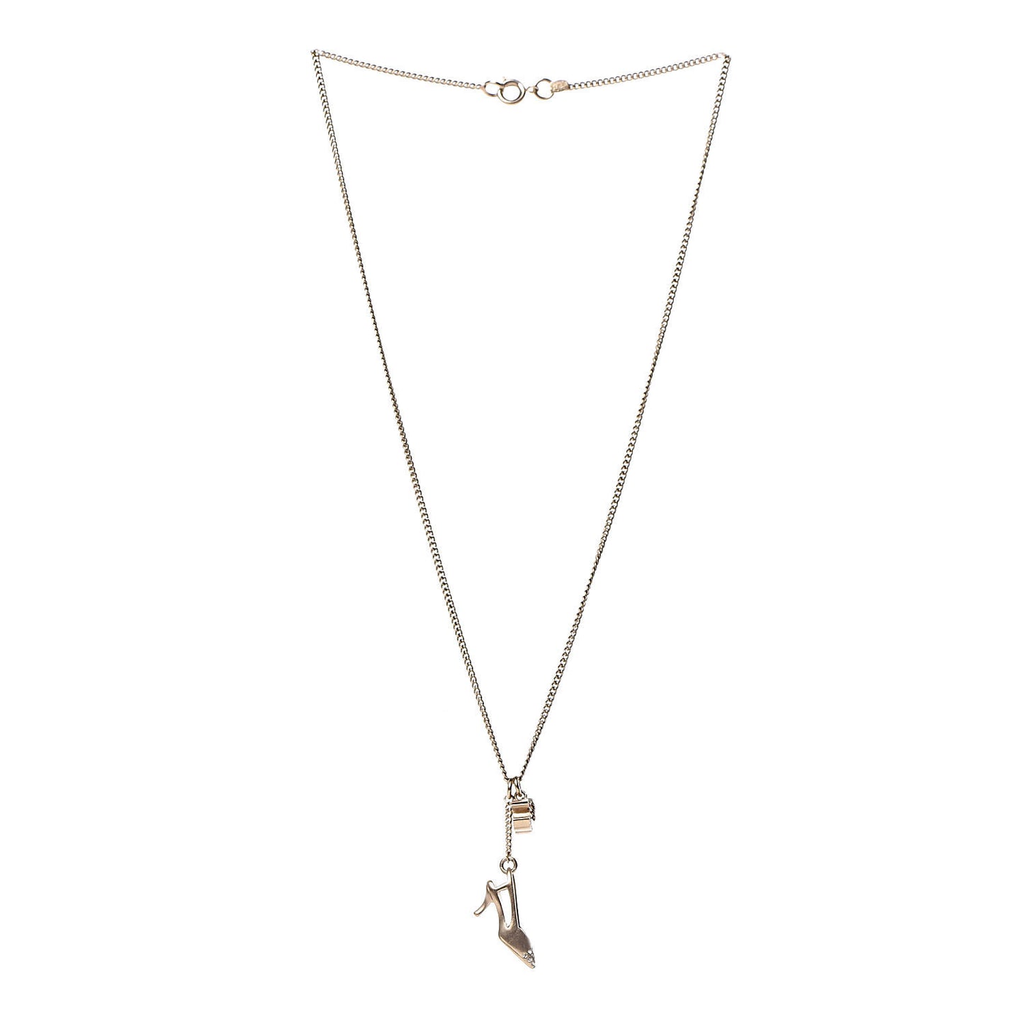Crystal CC Heel Motif Necklace Gold
