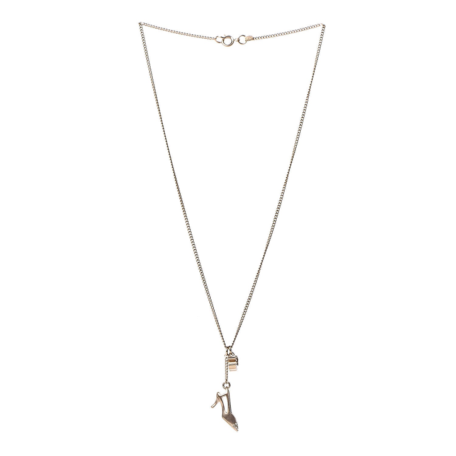 Chanel Crystal CC Heel Motif Necklace Gold 3 of 4