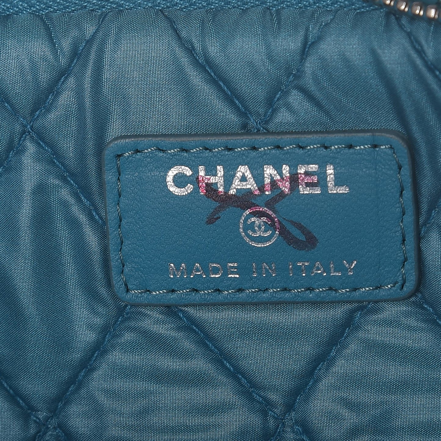 Patent Calfskin Quilted Beauty CC Clutch Blue