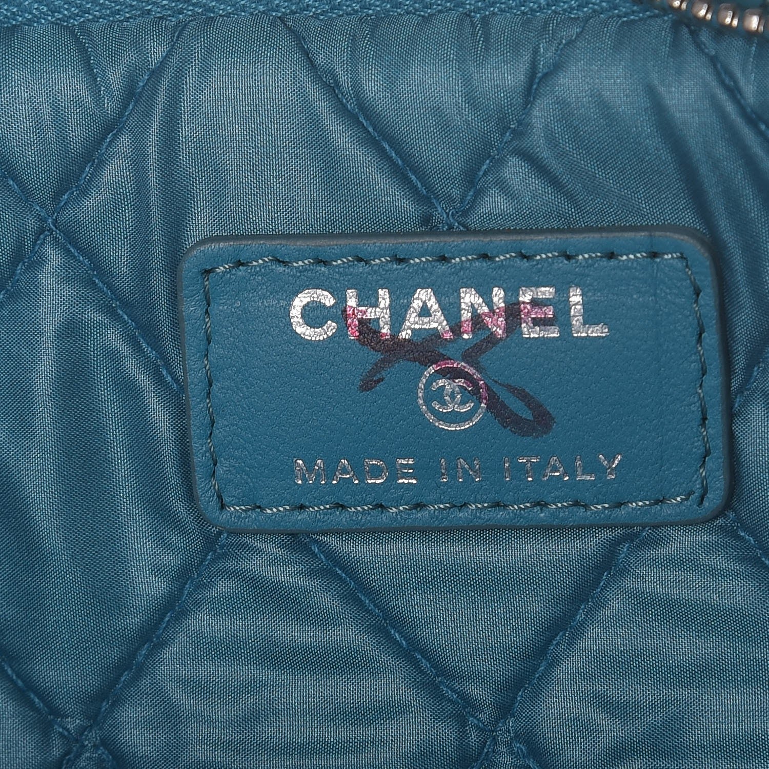 Chanel Patent Calfskin Quilted Beauty CC Clutch Blue 6 of 9
