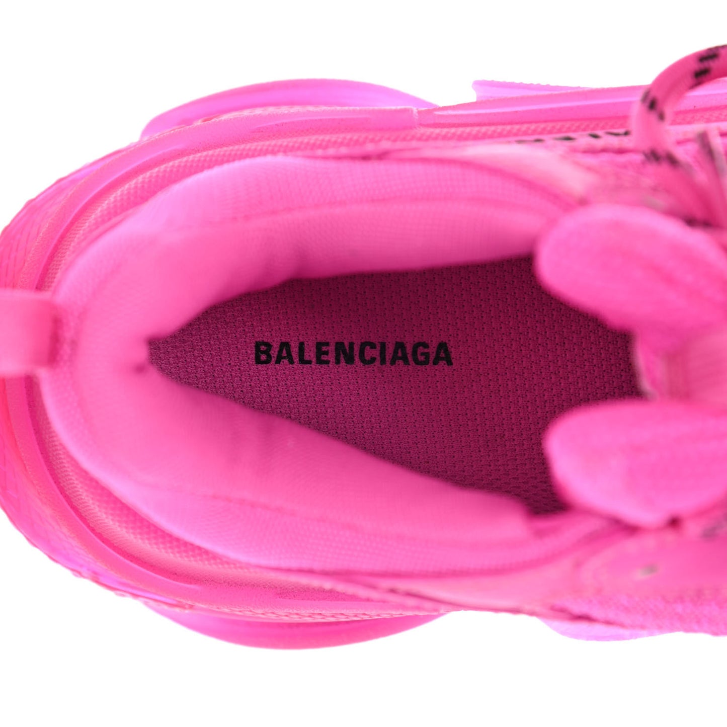 Fabric Mesh Clear Sole Fluo Womens Triple S Sneakers 36 Pink