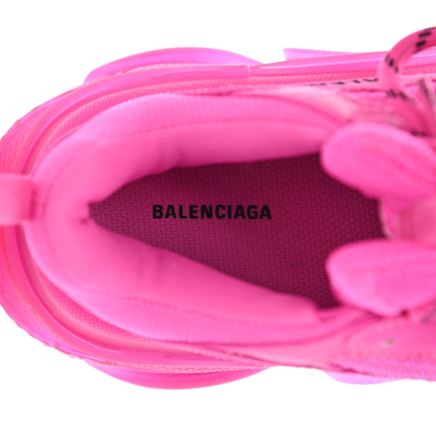 Balenciaga Fabric Mesh Clear Sole Fluo Womens Triple S Sneakers 36 Pink 7 of 11
