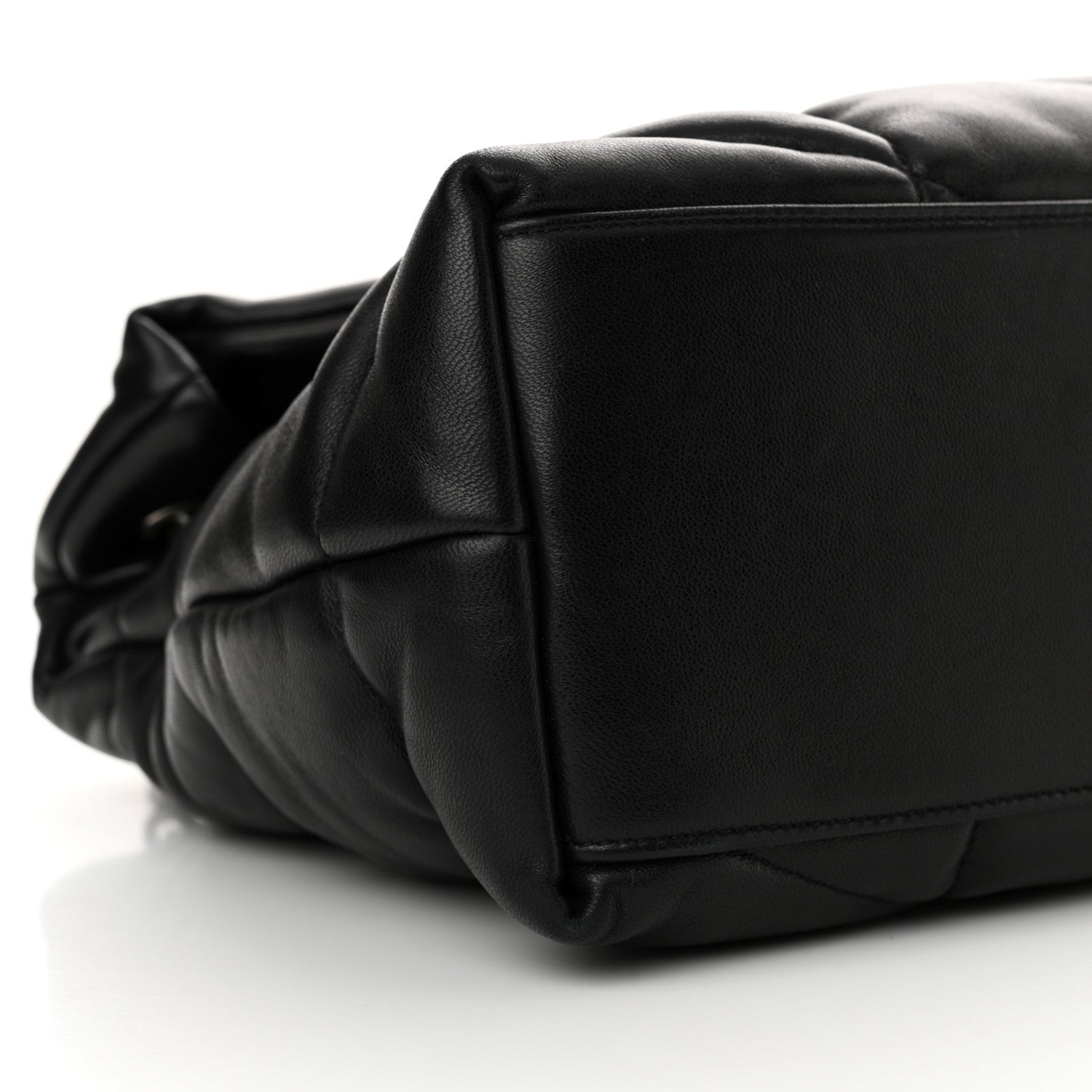 Saint Laurent Lambskin Quilted Medium Loulou Puffer Monogram Chain Satchel Black 9 of 10