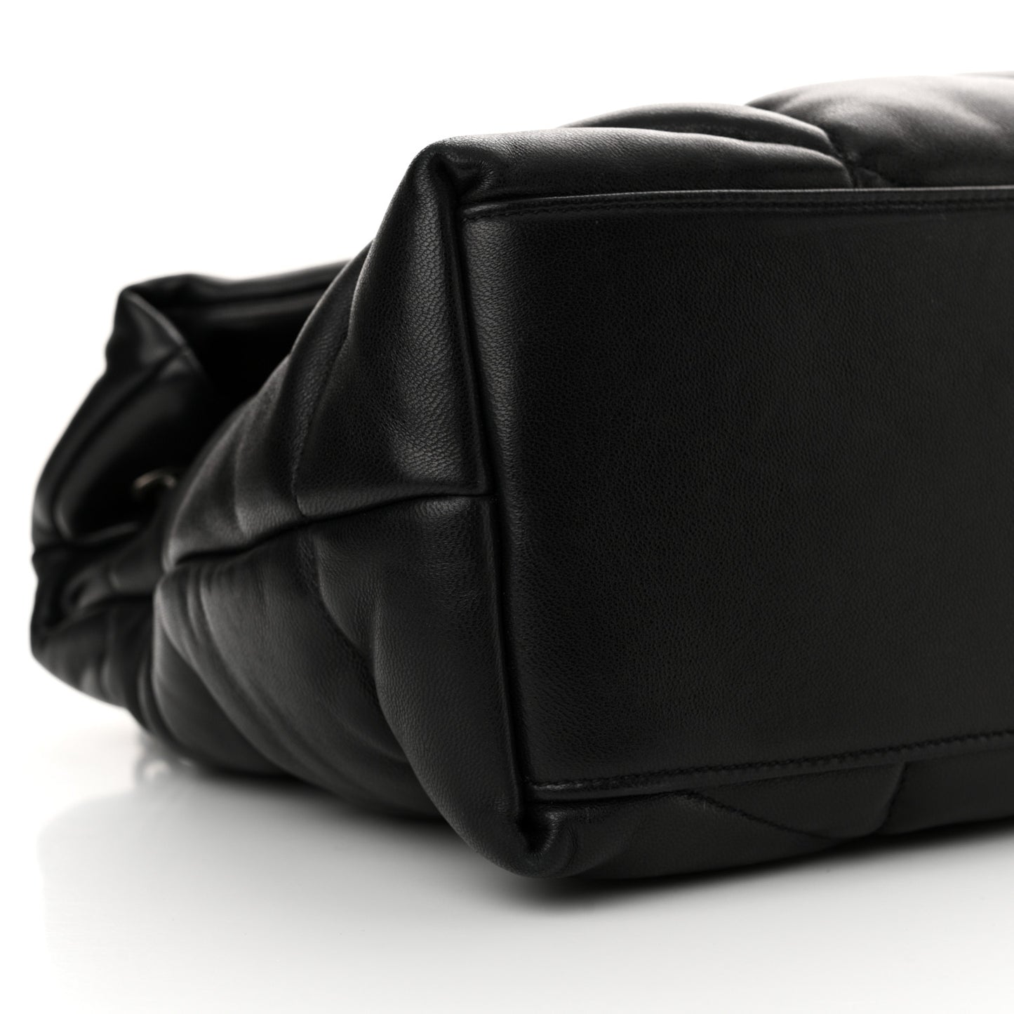 Lambskin Quilted Medium Loulou Puffer Monogram Chain Satchel Black