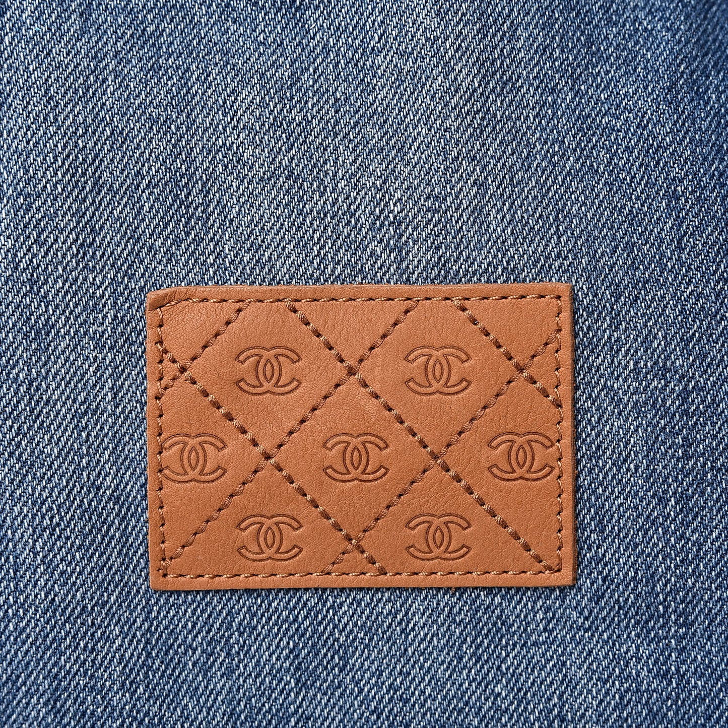 Denim Printed Shopping Bag Blue