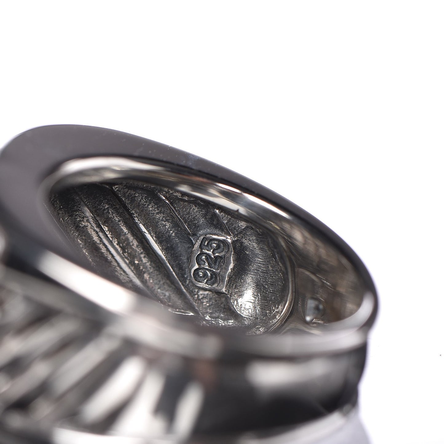Sterling Silver Diamond Cable Cigar Band Ring 55 7.25