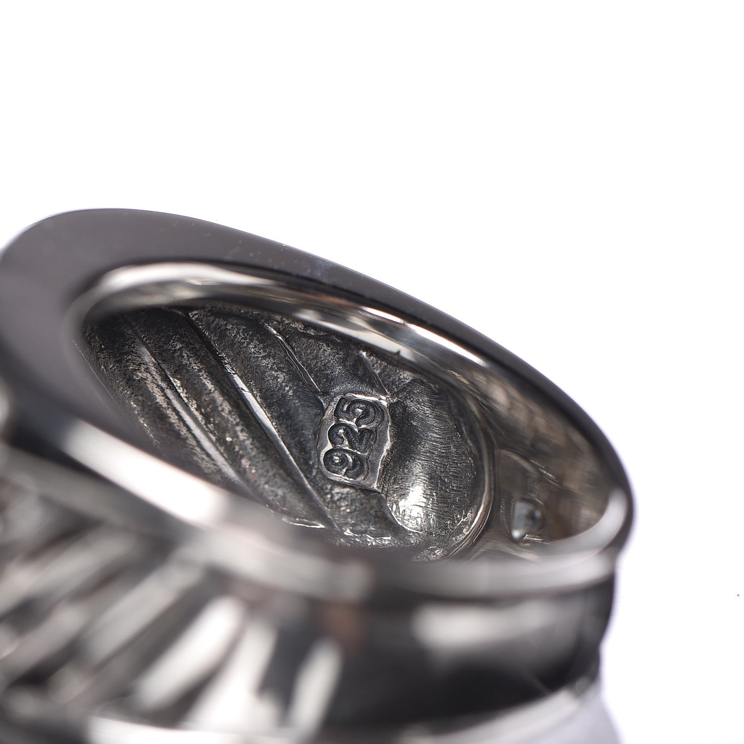 David Yurman Sterling Silver Diamond Cable Cigar Band Ring 55 7.25 8 of 10