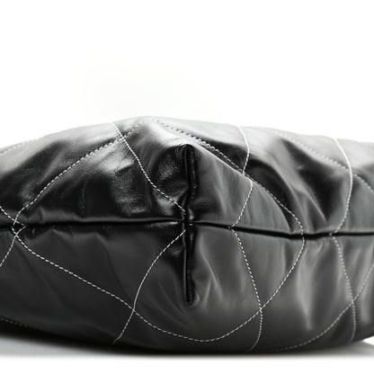 Chanel Shiny Calfskin Stitched Chanel 22 Black White 10 of 12