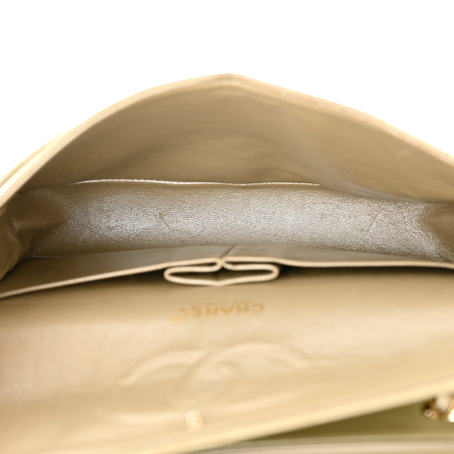 Metallic Lambskin Quilted Medium Double Flap Gold