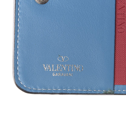 Valentino Garavani Nappa Free Rockstud Spike Compact Zip Around Wallet Cerulean 7 of 8