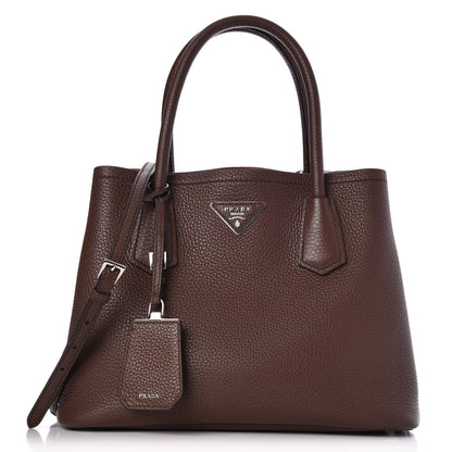 Prada Vitello Daino Small Double Tote Bruciato Rame 1 of 11