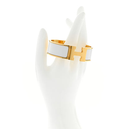Hermes Enamel Wide Clic Clac H Bracelet GM White 2 of 7