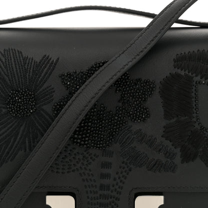 Hermes Swift Dancing Flowers Embroidered Constance 18 Black 9 of 12