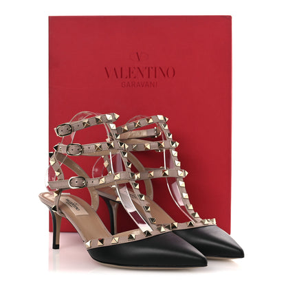 Valentino Garavani Calfskin Nappa Rockstud Ankle Strap 65mm Pumps 38.5 Black Poudre 11 of 11