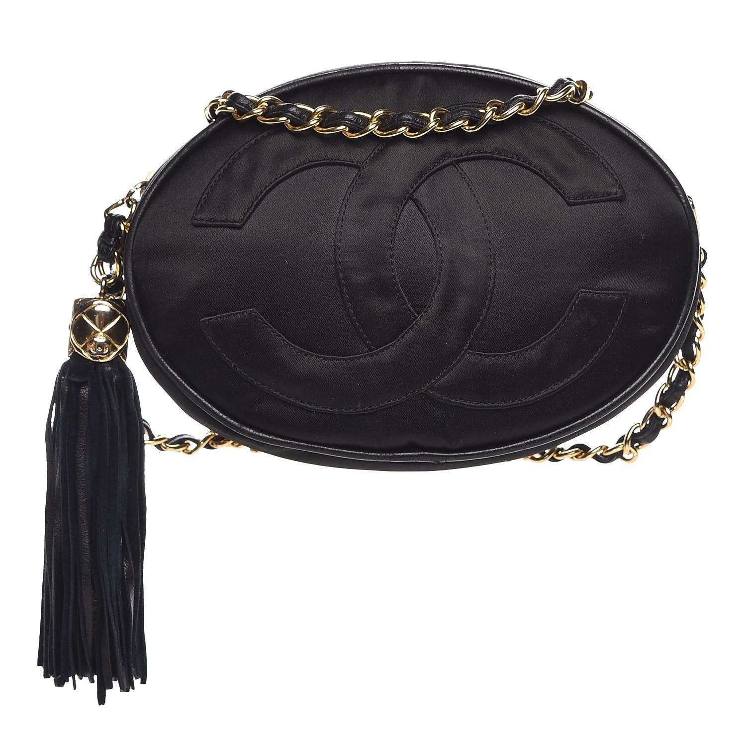 Chanel Satin CC Tassel Crossbody Bag Black 1 of 11