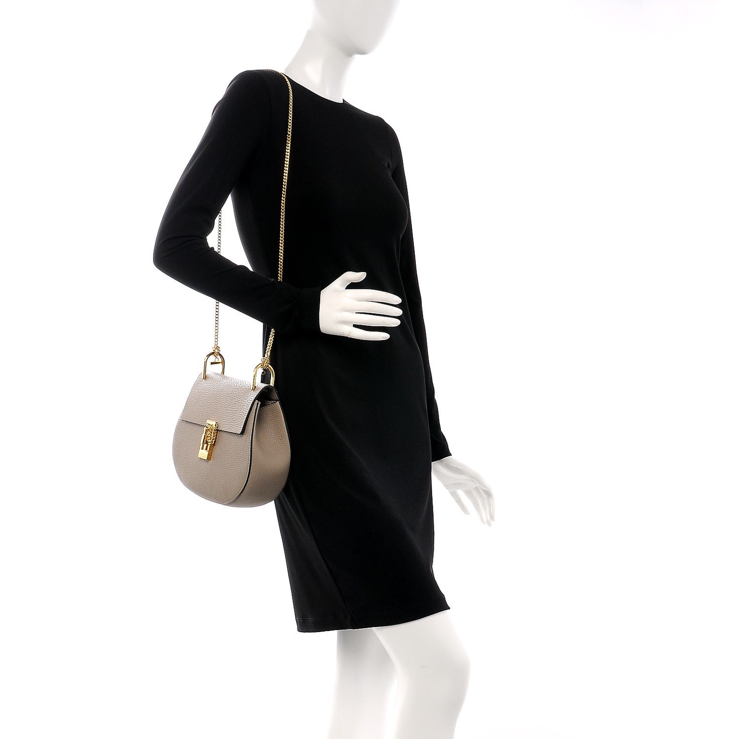 Grained Lambskin Drew Shoulder Bag Motty Grey