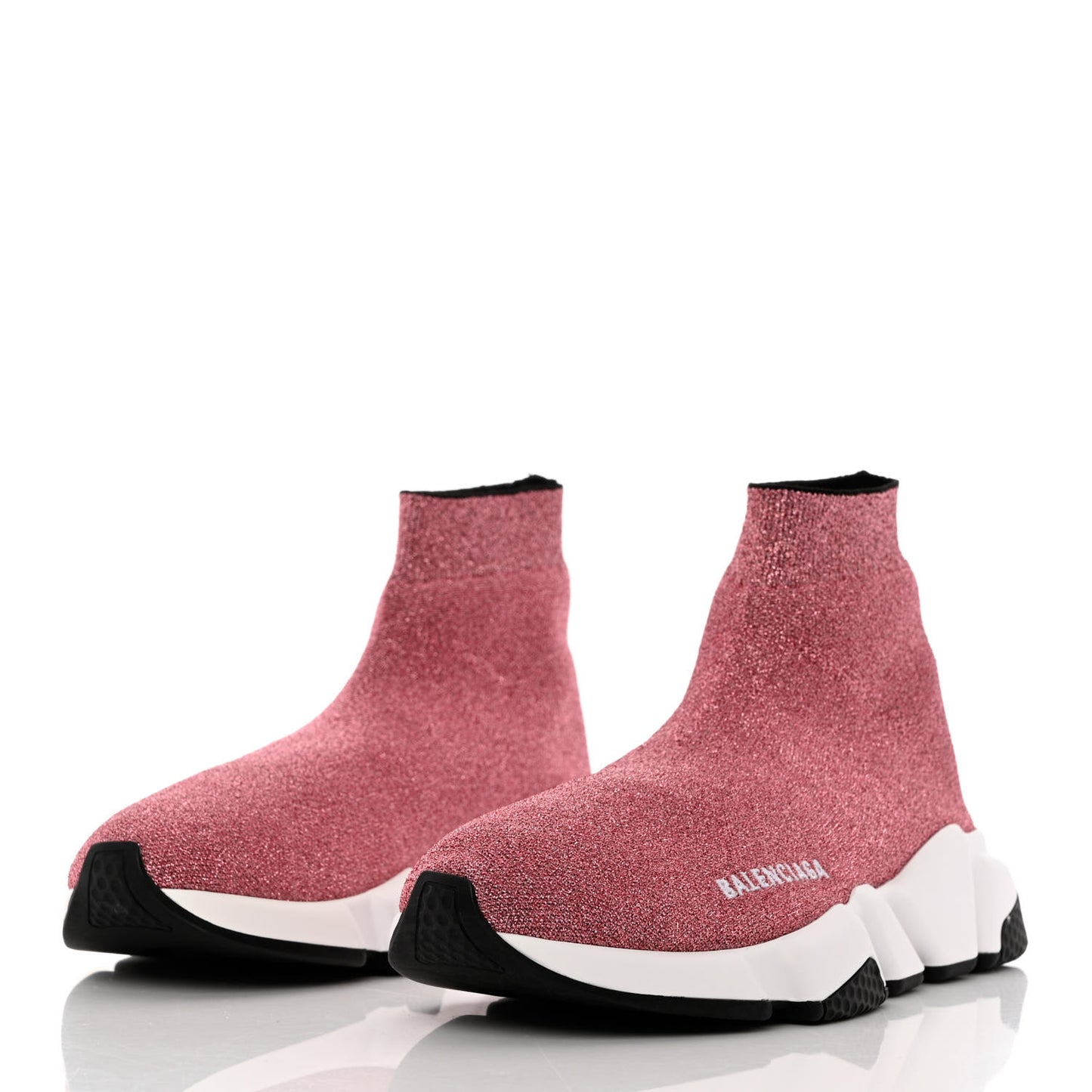 Laminated Knit Bi-Color Sole Womens Speed Sneakers 39 Pink White Black