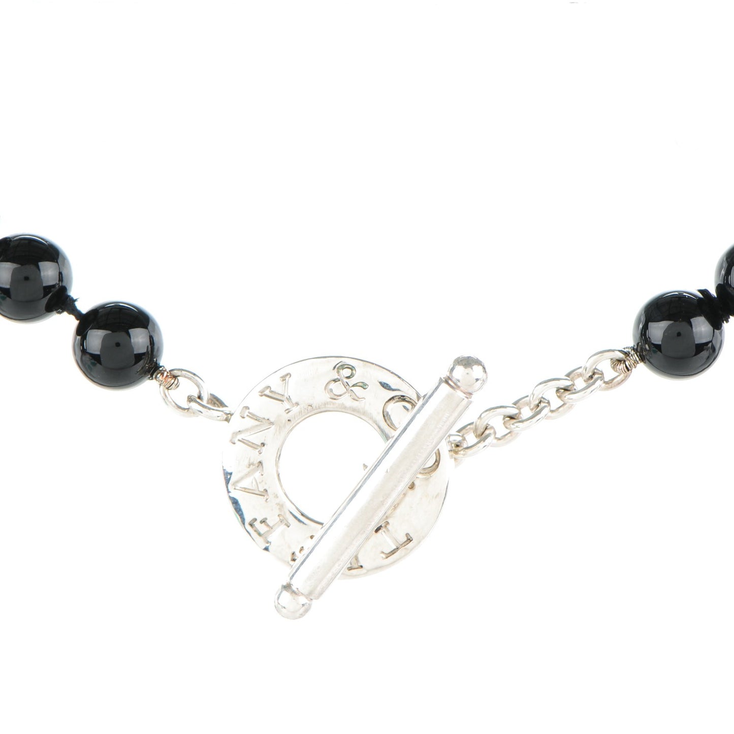 Sterling Silver Black Onyx Bead Toggle Necklace