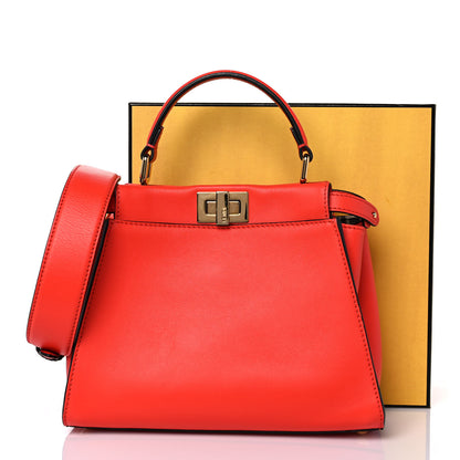 Fendi Vitello Seta Suede FF Mini Peekaboo Iconic Satchel Tulipano Miele Moro 9 of 9