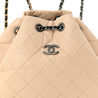 Chanel Aged Calfskin Quilted Small Gabrielle Backpack Beige Black 8 of 10