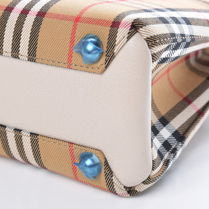 Burberry Goatskin Vintage Check Small Banner Tote Limestone 9 of 9