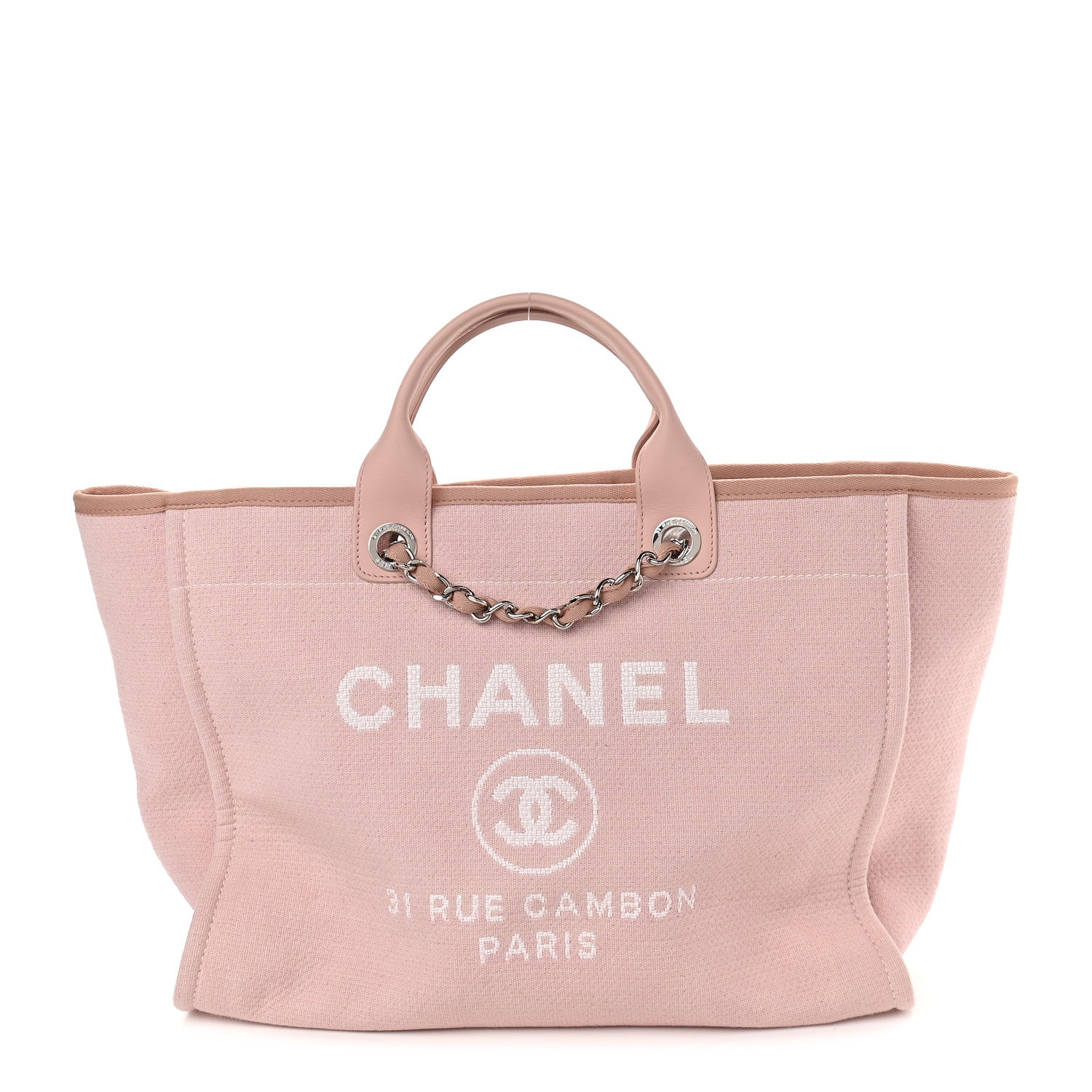 Chanel Canvas Large Deauville Tote Pink 1 of 9