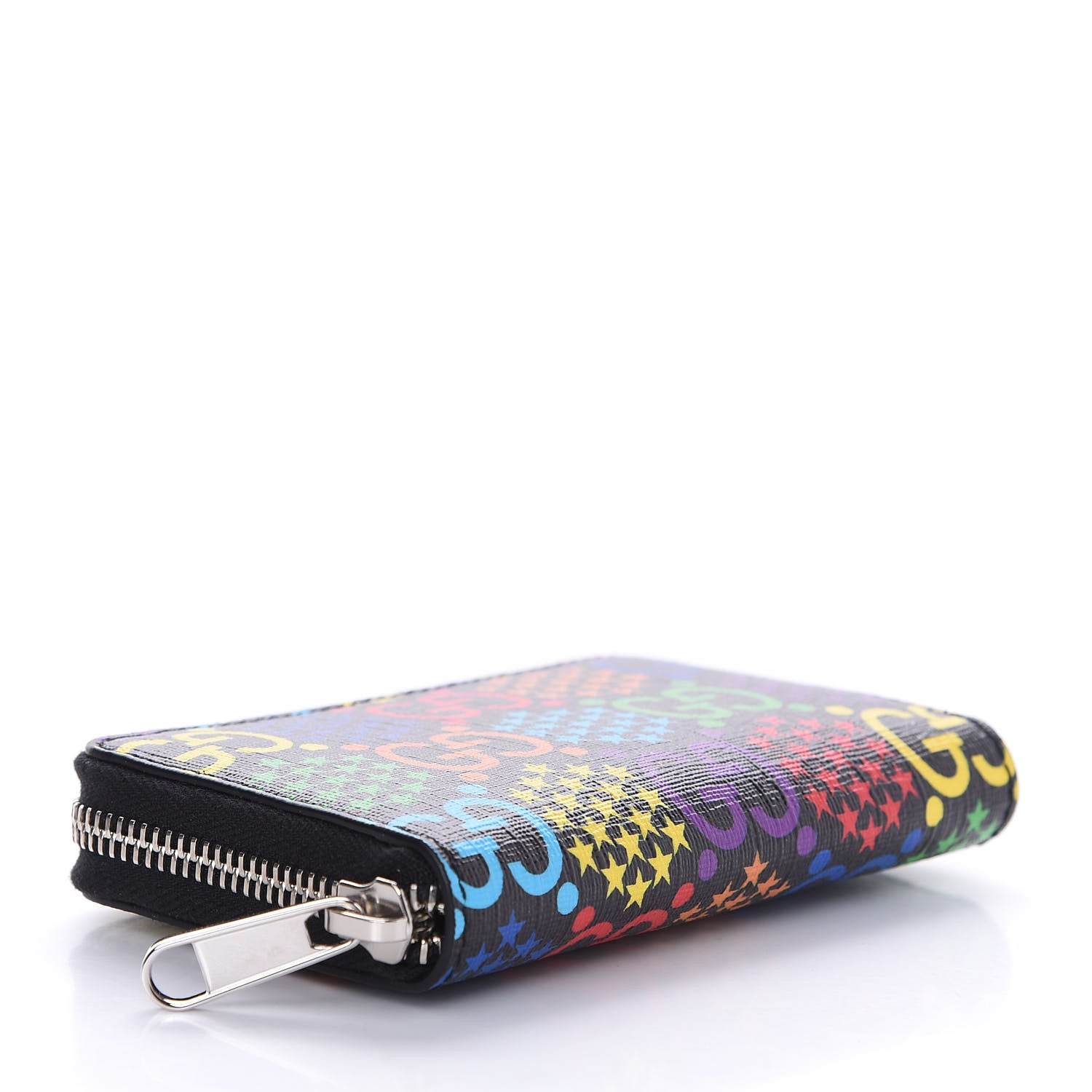 Gucci GG Supreme Monogram Psychedelic Zip Around Card Case Wallet Black 4 of 9