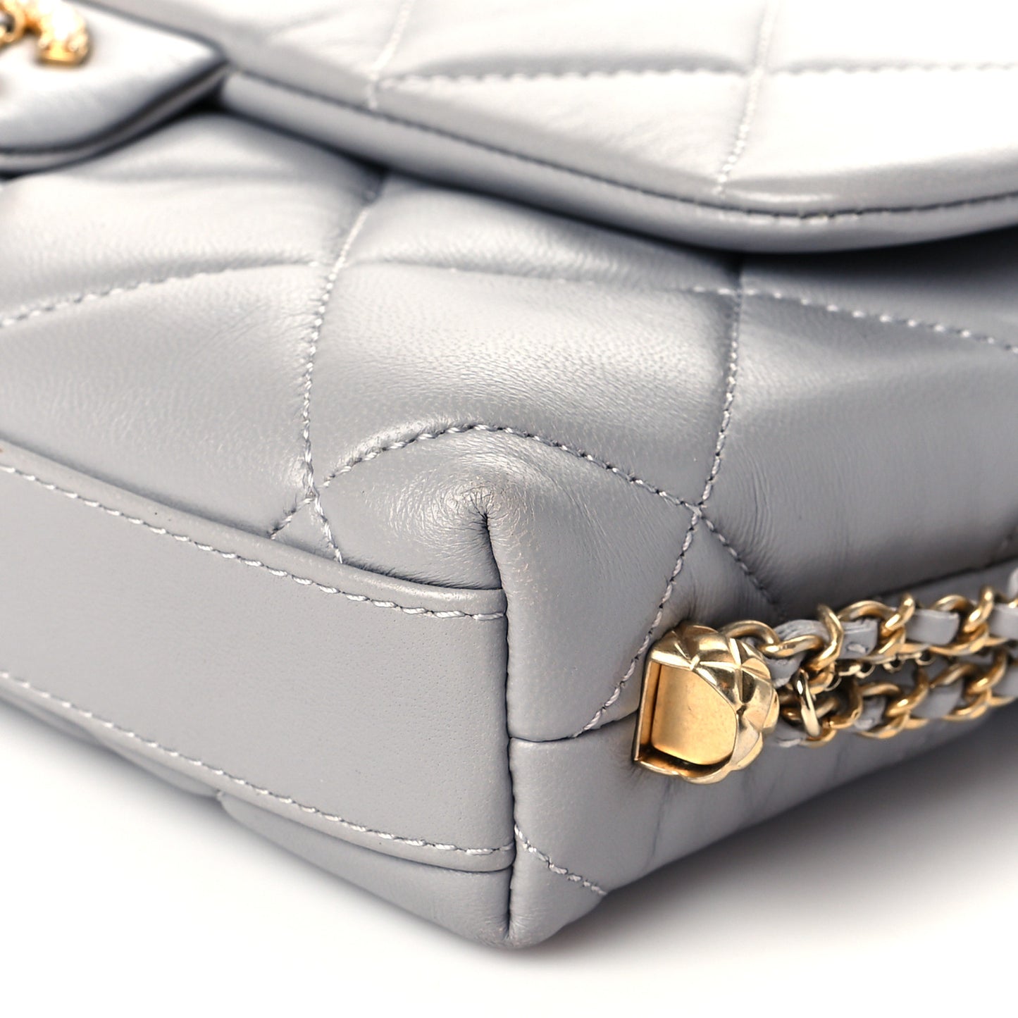Lambskin Quilted Crush On Chains Flap Bag Grey