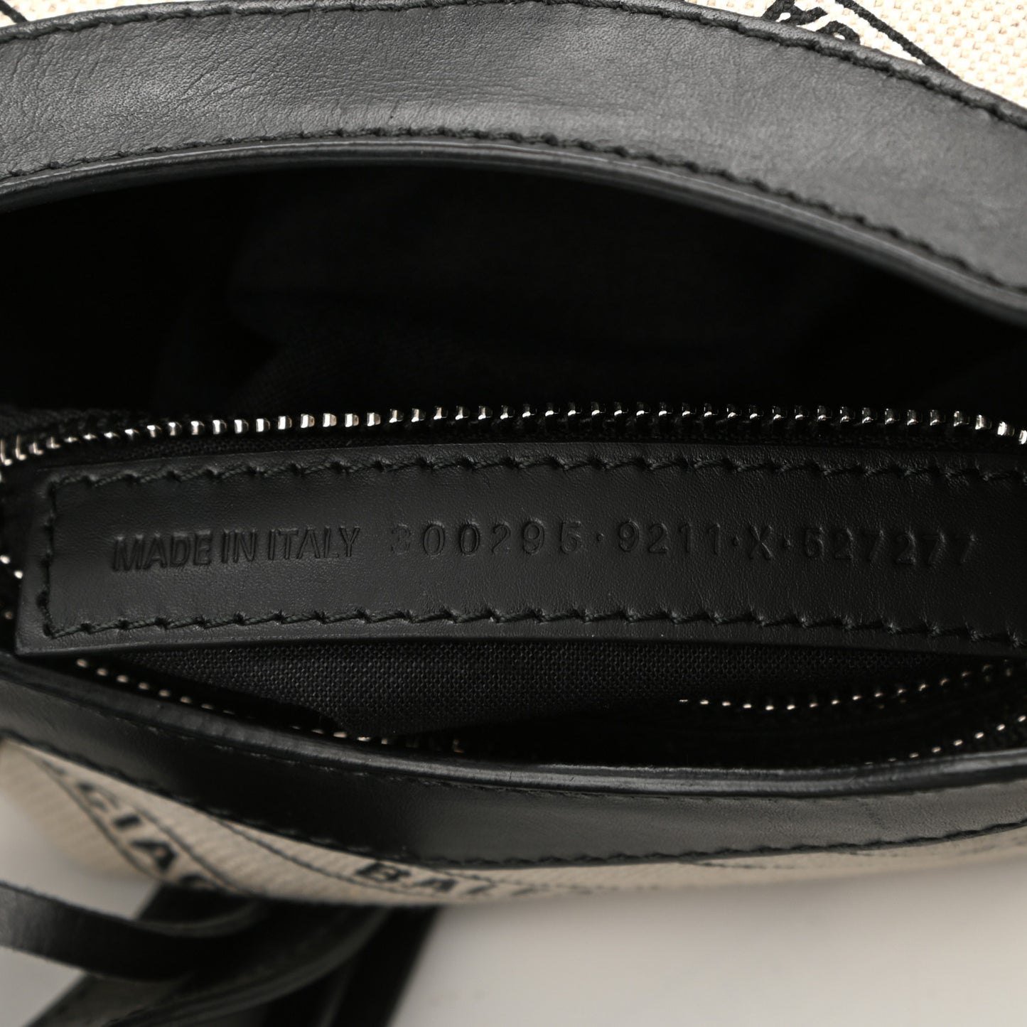 Canvas Satin Calfskin Diagonal Allover Logo Print Classic Silver Hardware Mini City Natural Black