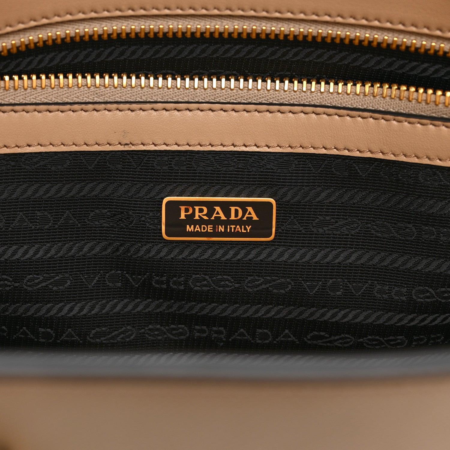 Prada Saffiano Lux Logo Embossed Large Shoulder Tote Handbag Beige 10 of 20