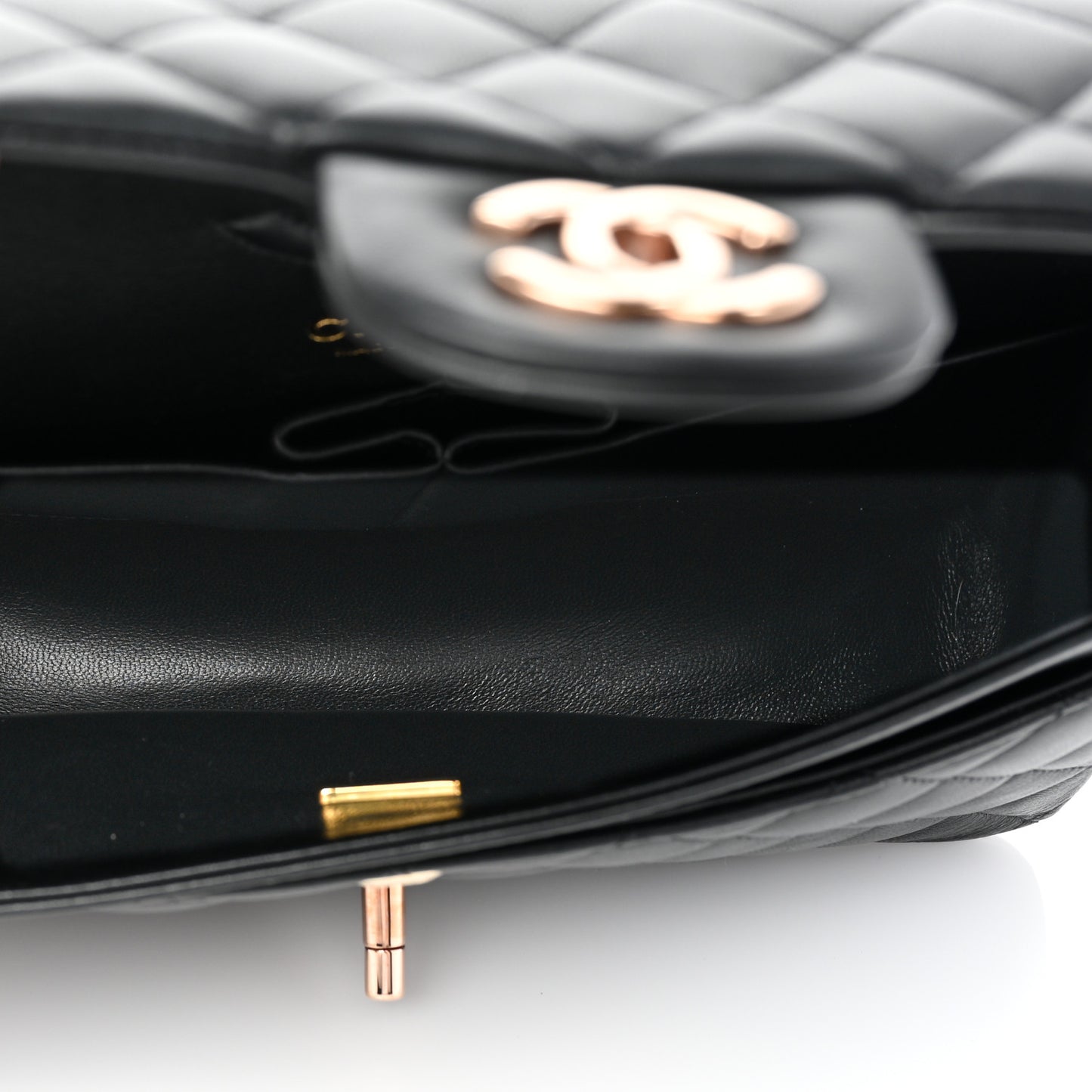 Lambskin Quilted Small Double Flap Black