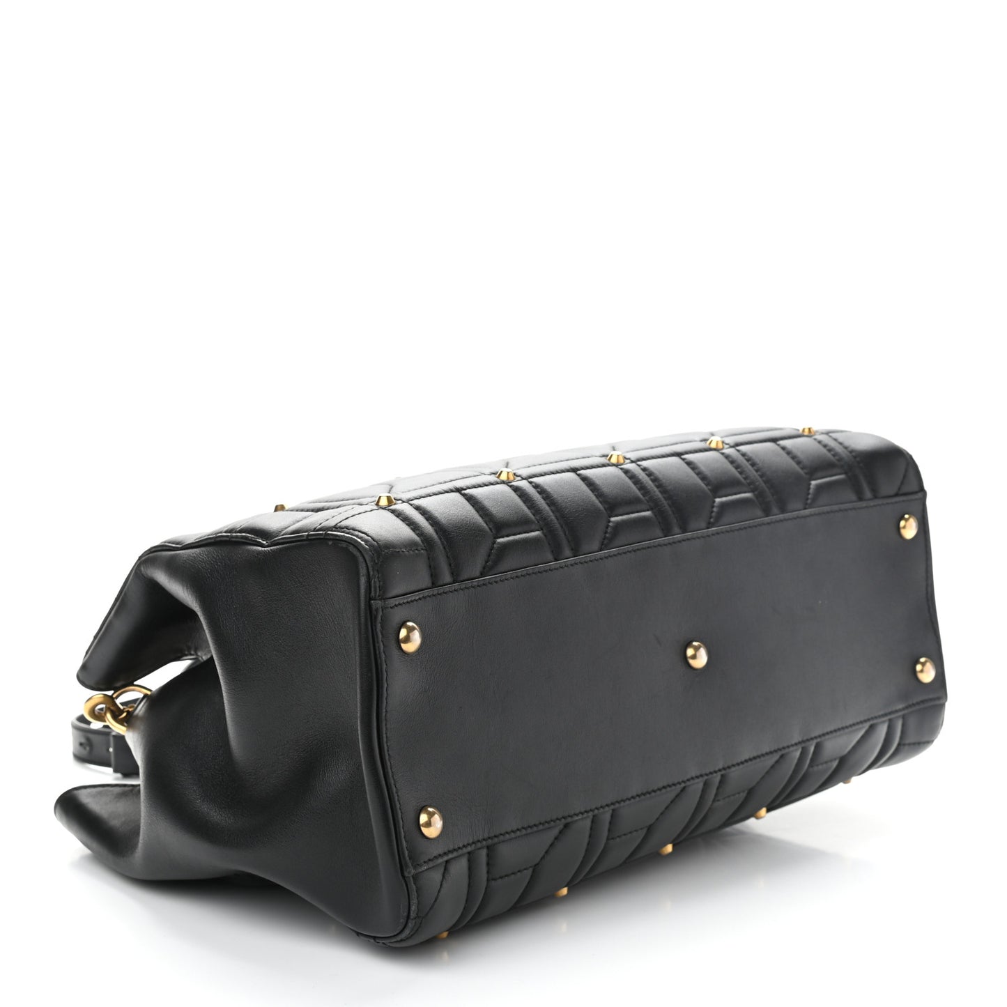 Calfskin Matelasse Studded Medium GG Marmont Tote Black