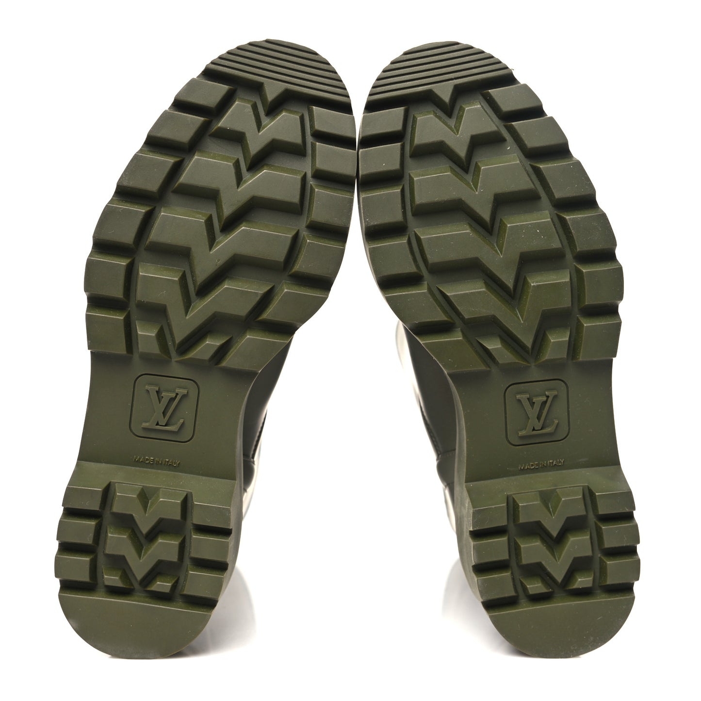 Rubber Calfskin Territory Flat Boots 38 Khaki