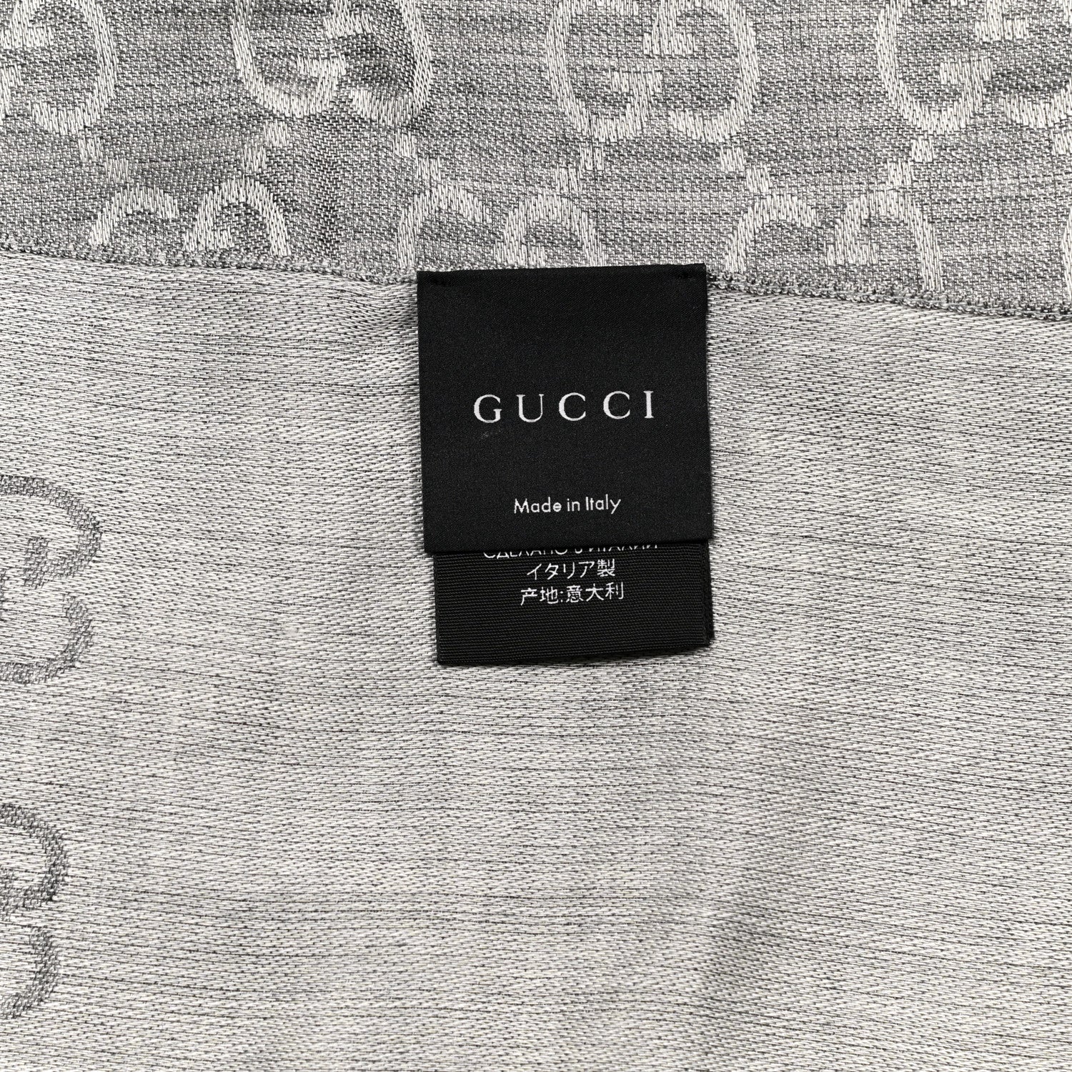 Gucci Wool Silk GG Monogram GGNat Scarf Lead 4 of 4