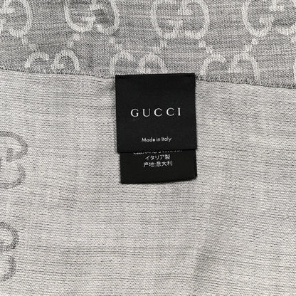 Gucci Wool Silk GG Monogram GGNat Scarf Lead 4 of 4